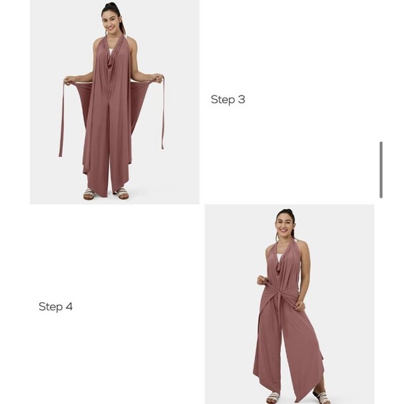 Halara 2 Ways To Wear Wrap Palazzo Pants / Cowl Neck Split Leg Jumpsuit Navy M - Picture 11 of 15